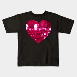 Pink Disco Ball Heart Kids T-Shirt